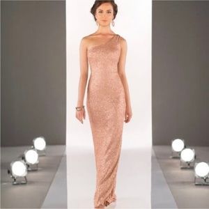 Sorella Vita Rose Gold Sequin One Shoulder maxi dress